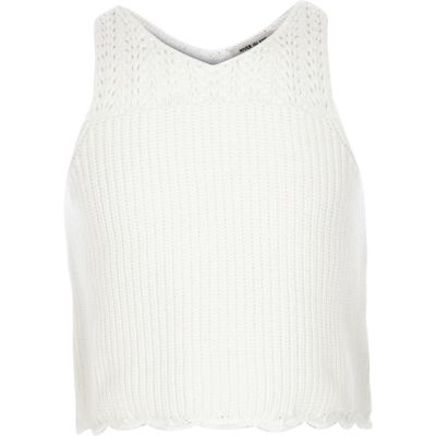 Girls white knitted tank top